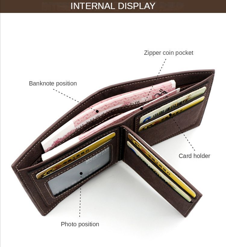Men's purse pu leather Korean version frosted hinge short external button clip three fold bag large capacity change wallet - Oshi.pk - Buy & Sell Online