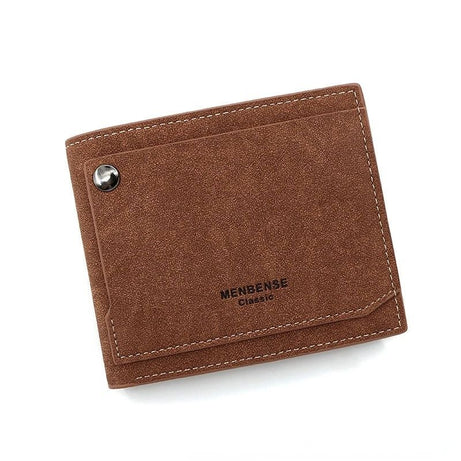 Men's purse pu leather Korean version frosted hinge short external button clip three fold bag large capacity change wallet - Oshi.pk - Buy & Sell Online