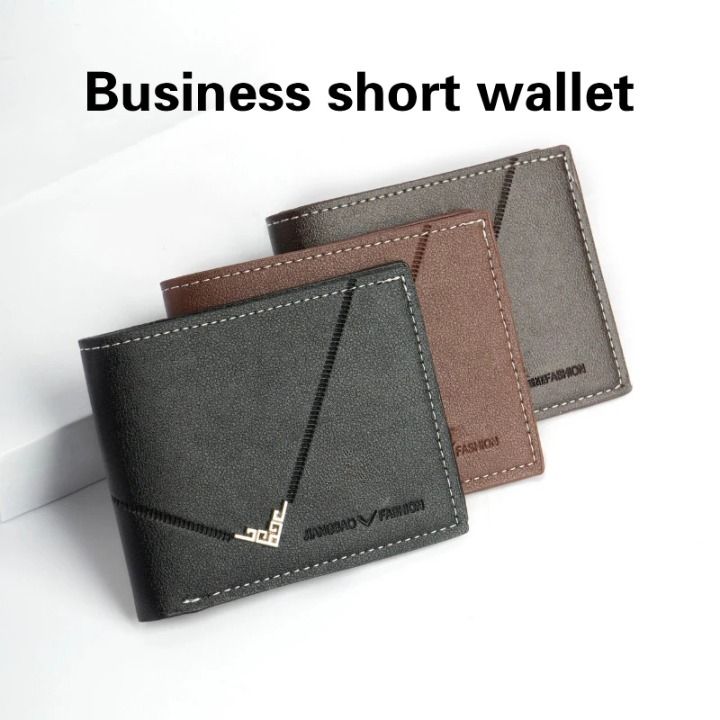 Men's Short Design Causal Purses Male Folding Wallet Card Holders High Quality Slim Money Bag New Men PU Leather Wallets - Oshi.pk - Buy & Sell Online
