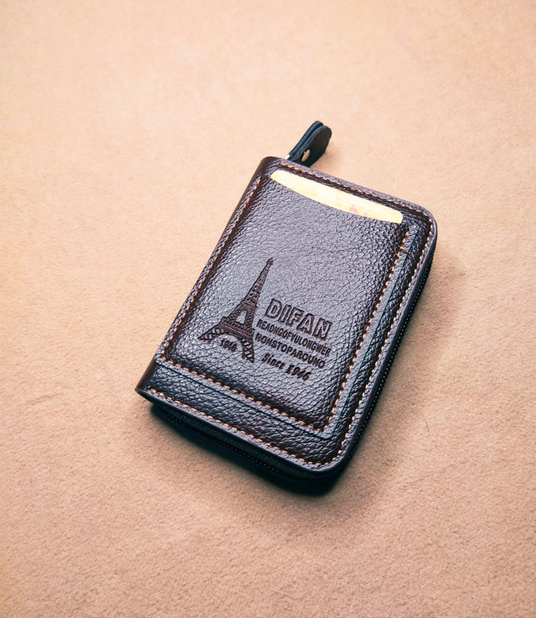 Men's Wallet Genuine PU Leather Card Holder RFID Blocking Zipper Pocket Men bag Multi-card zipper - Oshi.pk - Buy & Sell Online