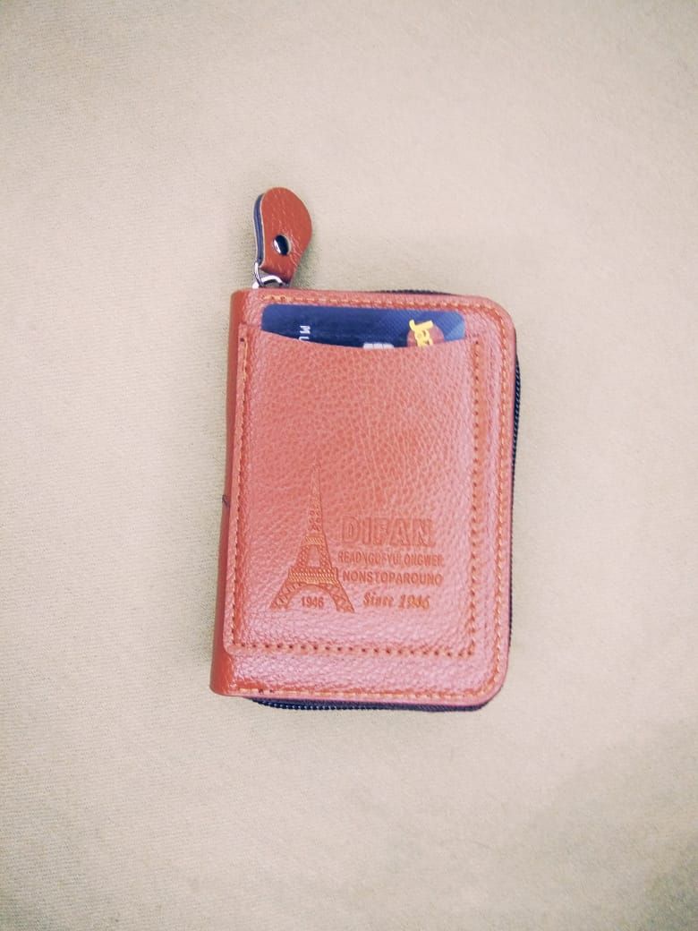 Men's Wallet Genuine PU Leather Card Holder RFID Blocking Zipper Pocket Men bag Multi-card zipper - Oshi.pk - Buy & Sell Online