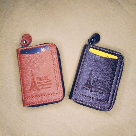 Men's Wallet Genuine PU Leather Card Holder RFID Blocking Zipper Pocket Men bag Multi-card zipper - Oshi.pk - Buy & Sell Online