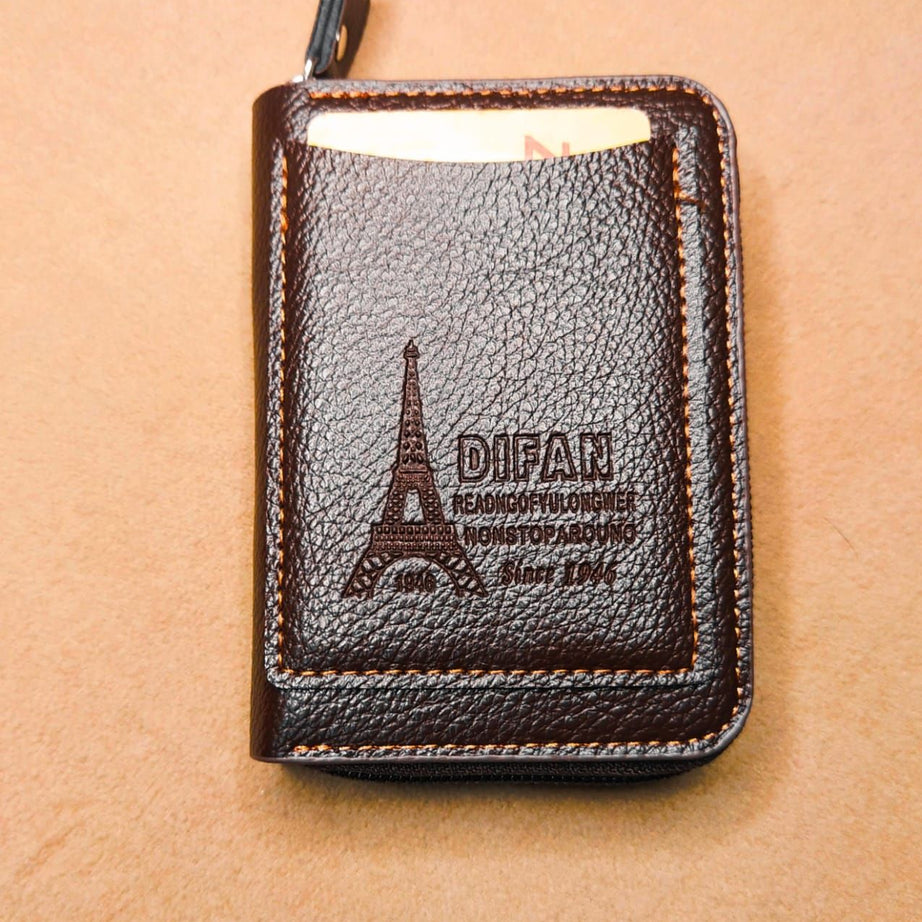 Men's Wallet Genuine PU Leather Card Holder RFID Blocking Zipper Pocket Men bag Multi-card zipper - Oshi.pk - Buy & Sell Online