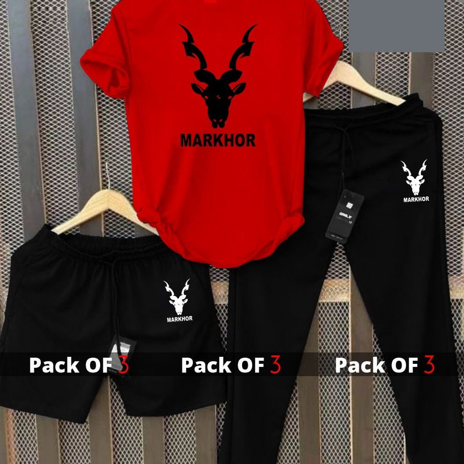Makhoor Men 3 in 1 Tracksuit Tshirt Trouser and Short - Oshi.pk - Buy & Sell Online
