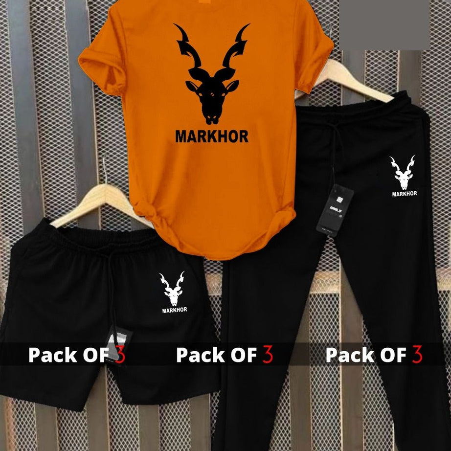 Makhoor Men 3 in 1 Tracksuit Tshirt Trouser and Short - Oshi.pk - Buy & Sell Online