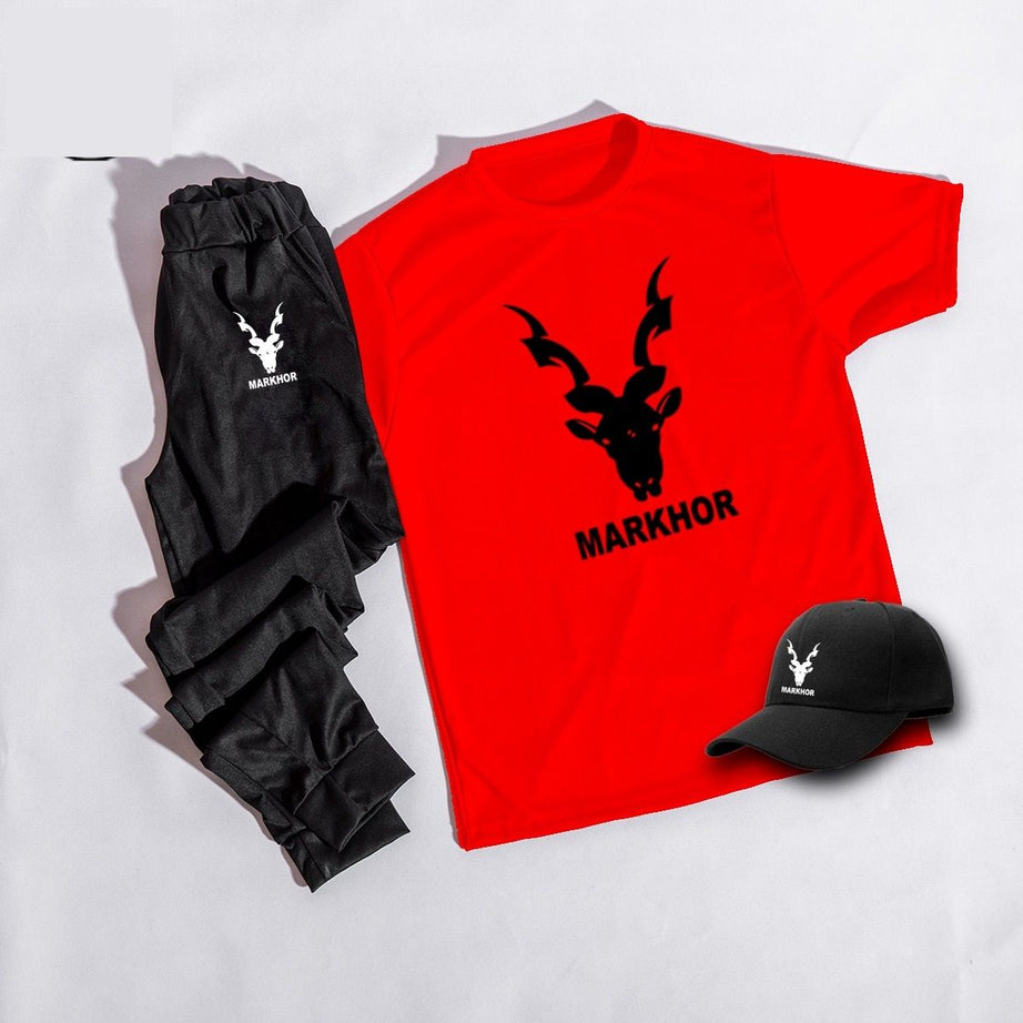 Summer Markhoor 3 in 1 Tracksuit Tshirt Trouser and Cap For Men - Oshi.pk - Buy & Sell Online