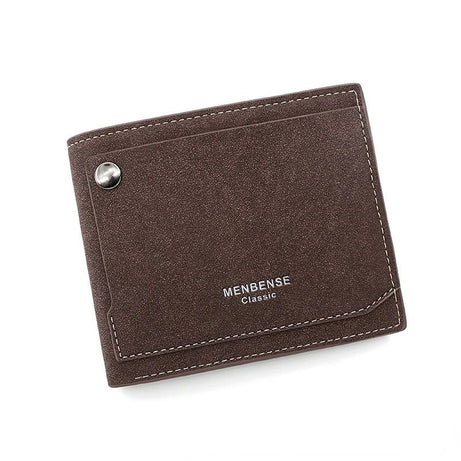 MenBense Pu Leather Wallet Men Frosted Hinge Short External Button Soft Purse Pocket Card Holder - Oshi.pk - Buy & Sell Online