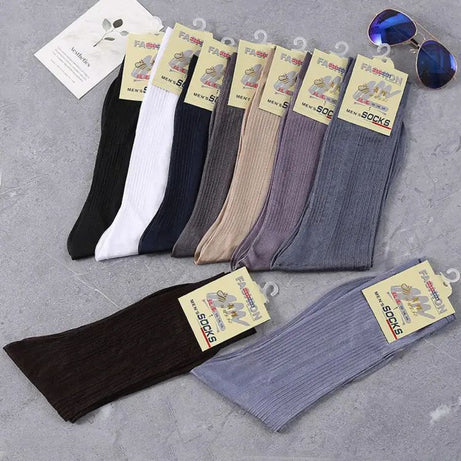 Mens Soft Nylon Transparent Mesh Socks Business Men Tube Ultra-Thin Elastic Silky Basic Color Striped Long Socks - Oshi.pk - Buy & Sell Online