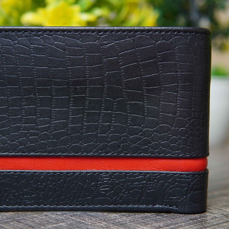 MENS WALLET RED STRIP WALLET - GENUINE LEATHER - Oshi.pk - Buy & Sell Online