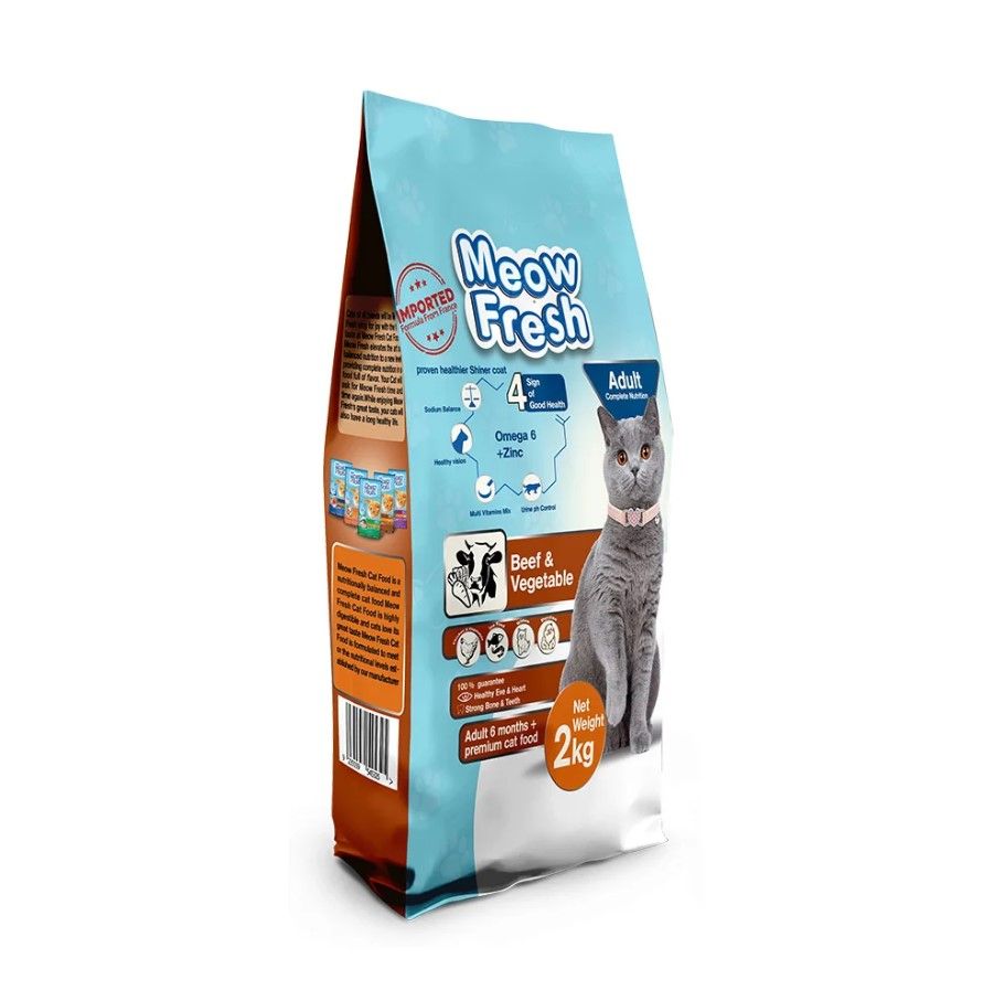 Meow Fresh Dry Cat Food Classic 2 Kg Beef and Vegetable Flavor Cats Food for All Stages of Cats German Formula Adult Cat Foods Best for All Breeds Adu - Oshi.pk - Buy & Sell Online
