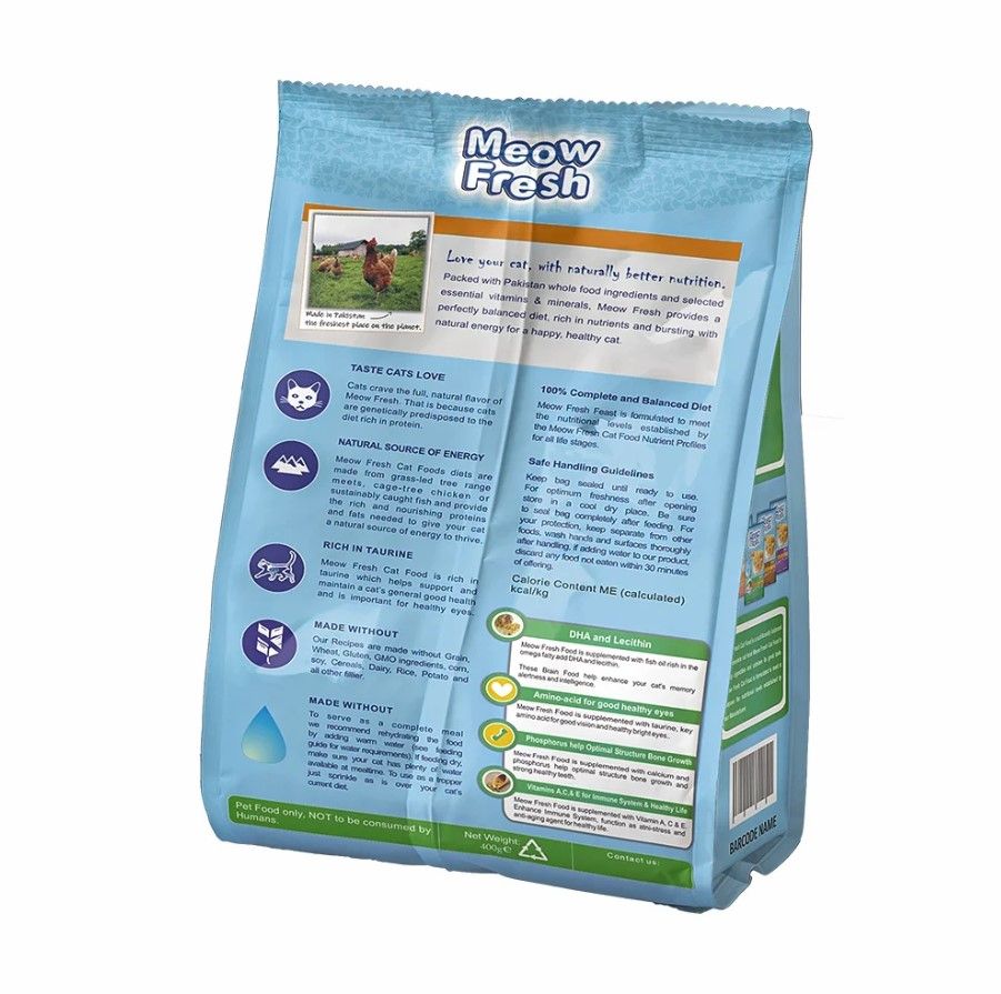 Meow Fresh Dry Cat Food Classic 450 gm Chicken and Vegetable Flavor Cats Food for All Stages of Cats Imported Formula Adult Cat Foods Best for All Cat - Oshi.pk - Buy & Sell Online