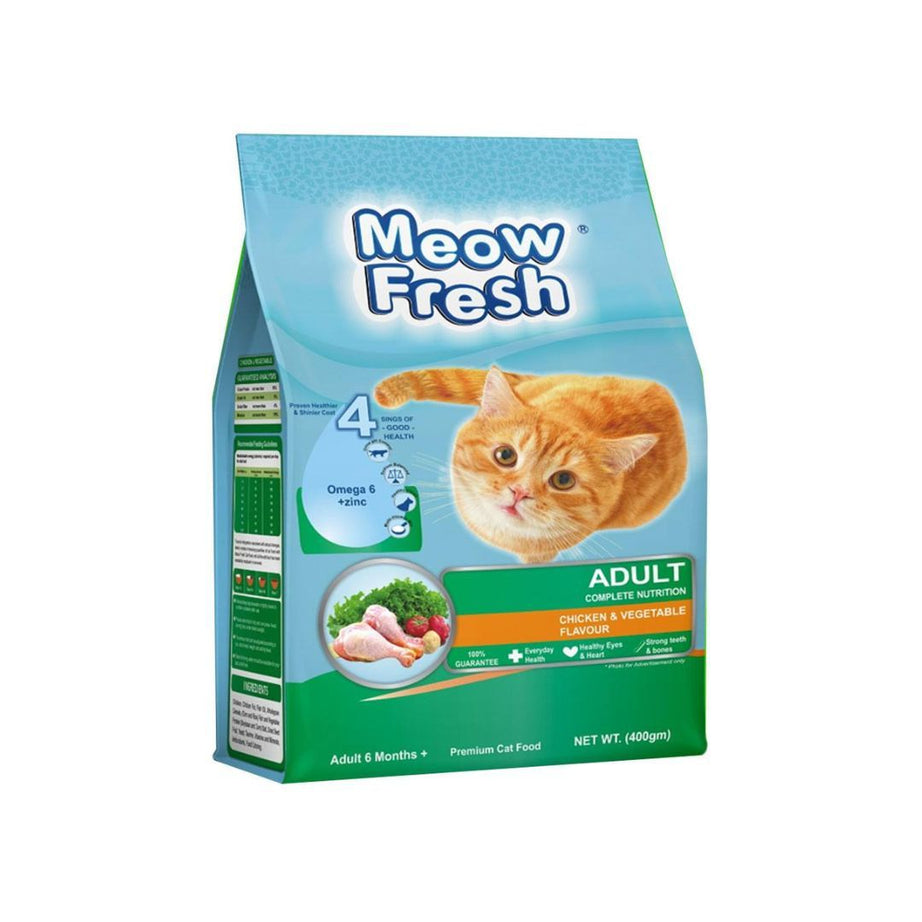 Meow Fresh Dry Cat Food Classic 450 gm Chicken and Vegetable Flavor Cats Food for All Stages of Cats Imported Formula Adult Cat Foods Best for All Cat - Oshi.pk - Buy & Sell Online