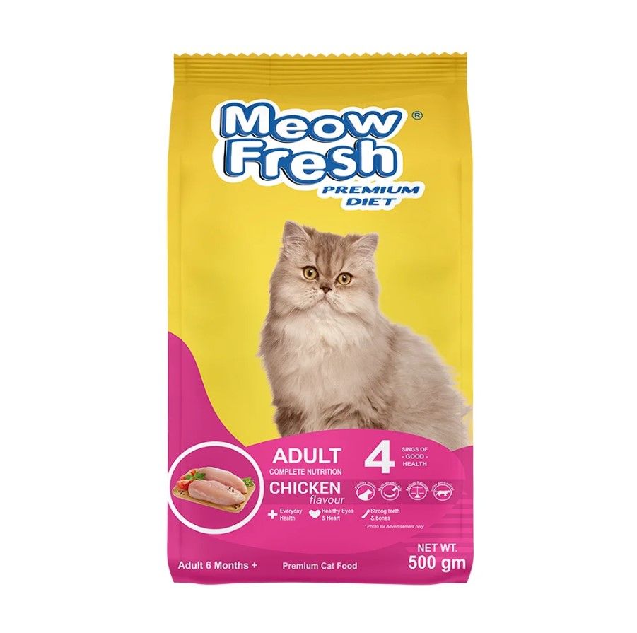 Meow Fresh PREMIUM DIET Dry Cat Food 500gm Chicken Flavor Cats Food For All Stages Of Cat Imported Formula Adult Cat Foods Best For All Breeds Adult - Oshi.pk - Buy & Sell Online
