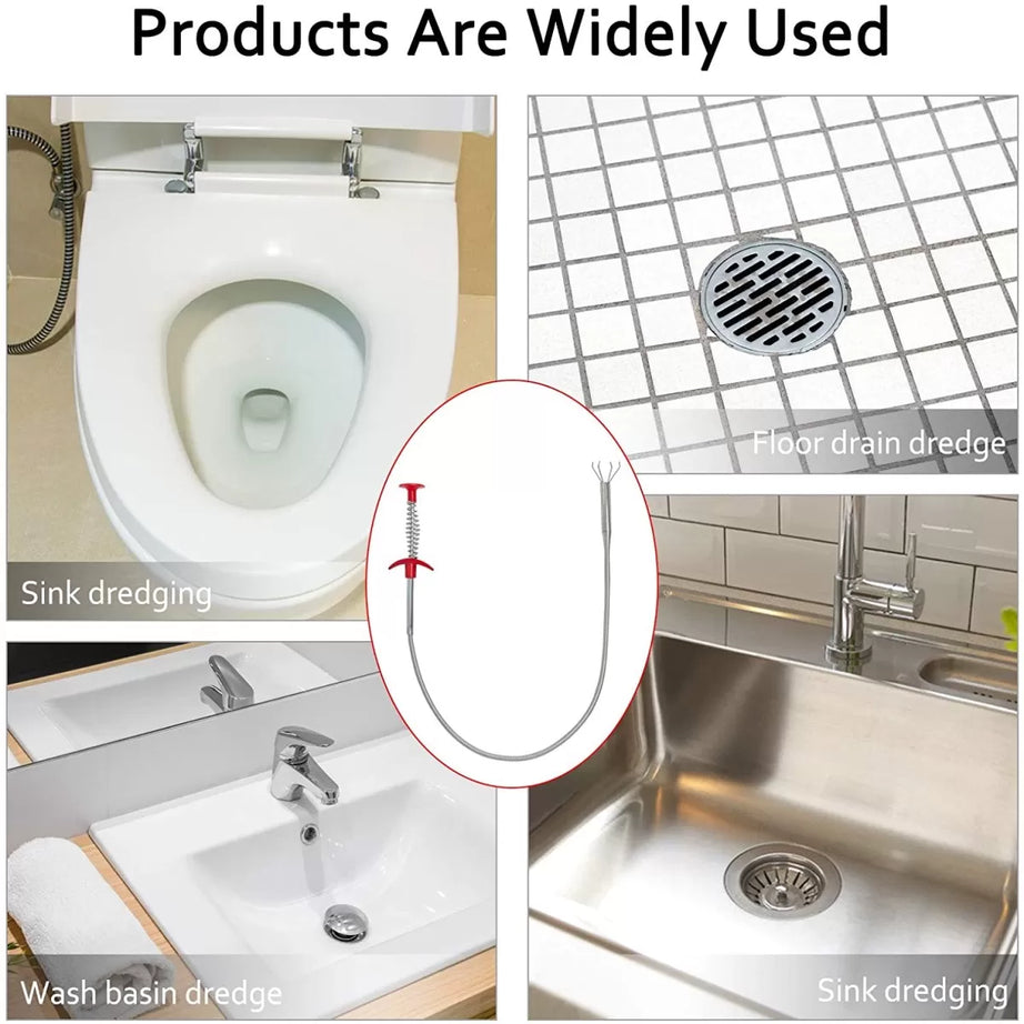 Metal Flexible 90 cm Drain Wire Brush Sink Cleaning Hook Snake Drain Cleaner Spring Pipe Drain Opener Drain Clog Remover Sink Grabber - Oshi.pk - Buy & Sell Online