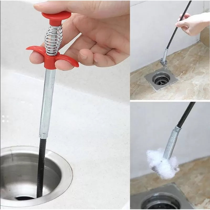 Metal Flexible 90 cm Wire Brush Hand Sink Cleaning Hook Sewer Dredging Device Snake Drain Cleaner Spring Pipe Dredging Tool Drain Opener Drain Clog Re - Oshi.pk - Buy & Sell Online