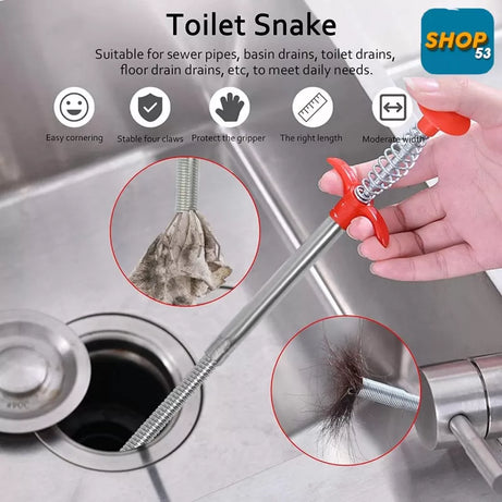 Metal Flexible 90 cm Wire Brush Hand Sink Cleaning Hook Sewer Dredging Device Snake Drain Cleaner Spring Pipe Dredging Tool Drain Opener Drain Clog Re - Oshi.pk - Buy & Sell Online