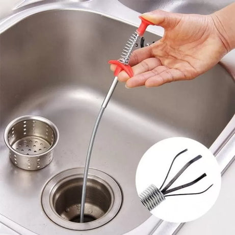 Metal Flexible Wire 90CM Brush Hand Sink Cleaning Hook Sewer Dredging Device Snake Drain Cleaner Spring Pipe Dredging Tool Drain Opener Drain Clog - Oshi.pk - Buy & Sell Online