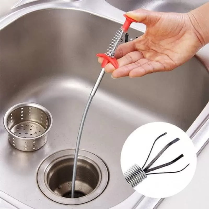 Metal Flexible Wire 90CM Brush Hand Sink Cleaning Hook Sewer Dredging Device Snake Drain Cleaner Spring Pipe Dredging Tool Drain Opener Drain Clog - Oshi.pk - Buy & Sell Online
