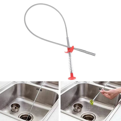 Metal Flexible Wire 90CM Brush Hand Sink Cleaning Hook Sewer Dredging Device Snake Drain Cleaner Spring Pipe Dredging Tool Drain Opener Drain Clog - Oshi.pk - Buy & Sell Online