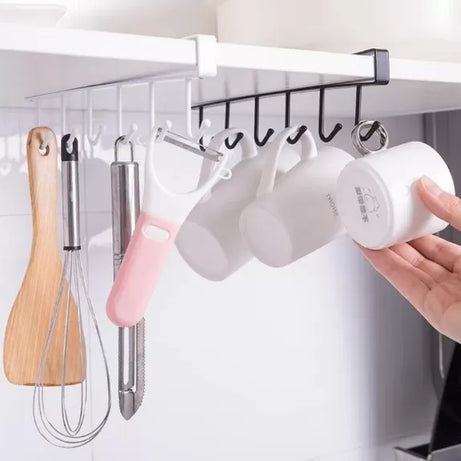 Metal Hanging Shelf with 5 Hooks Kitchen Organizer - Oshi.pk - Buy & Sell Online