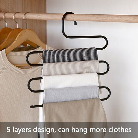 Metal S Shape 5 Layers Magic Pants Hanger - Oshi.pk - Buy & Sell Online