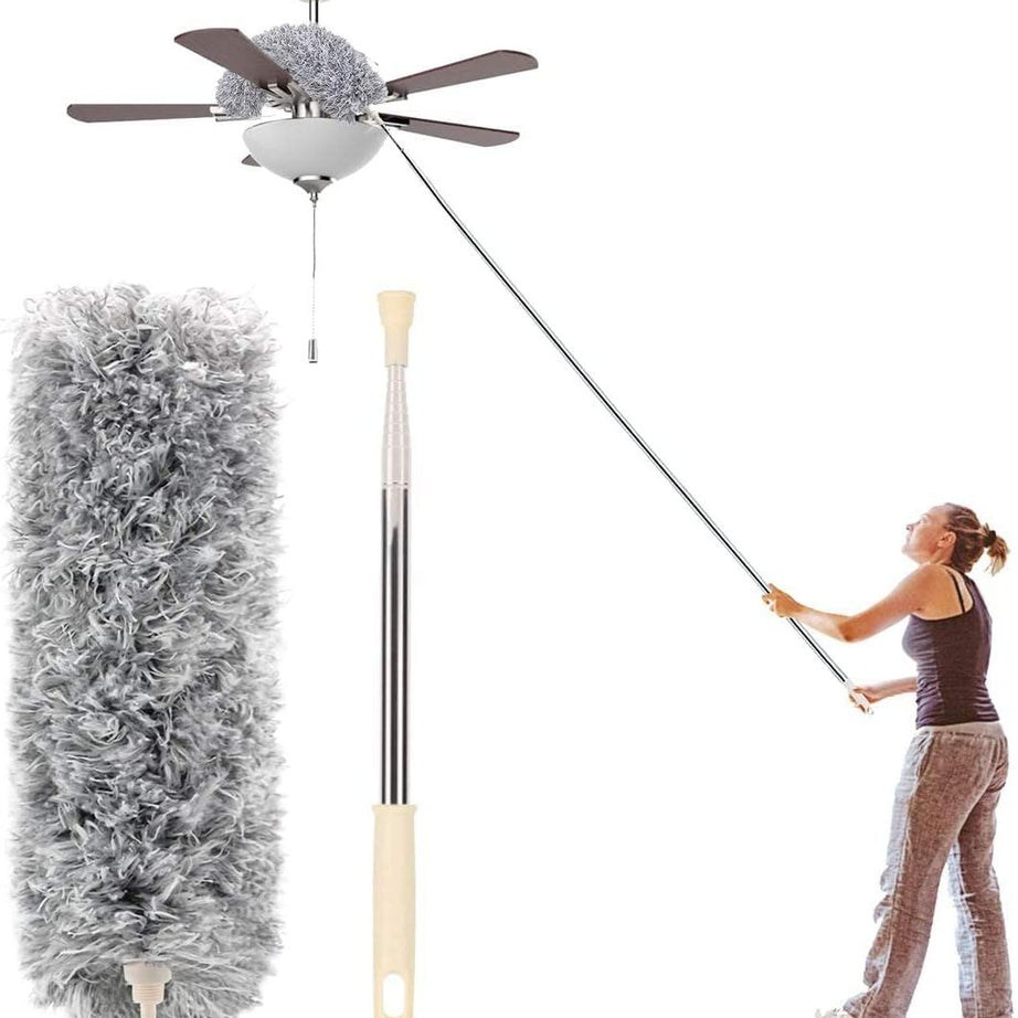 Microfiber Duster with Extension Pole Stainless Steel 30 to 100 with Bendable Head Extendable Long Duster for Cleaning Ceiling Fan High Ceiling - Oshi.pk - Buy & Sell Online