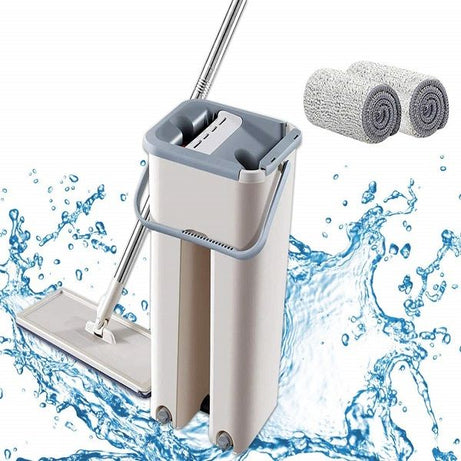 Microfiber Flat Mop with Bucket Cleaning Squeeze Hand Free Floor Mop - Oshi.pk - Buy & Sell Online