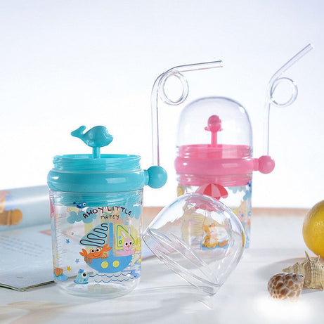 250ML Baby Water Bottle Cartoon Whale Children Feeding Bottle Straw - Oshi.pk - Buy & Sell Online