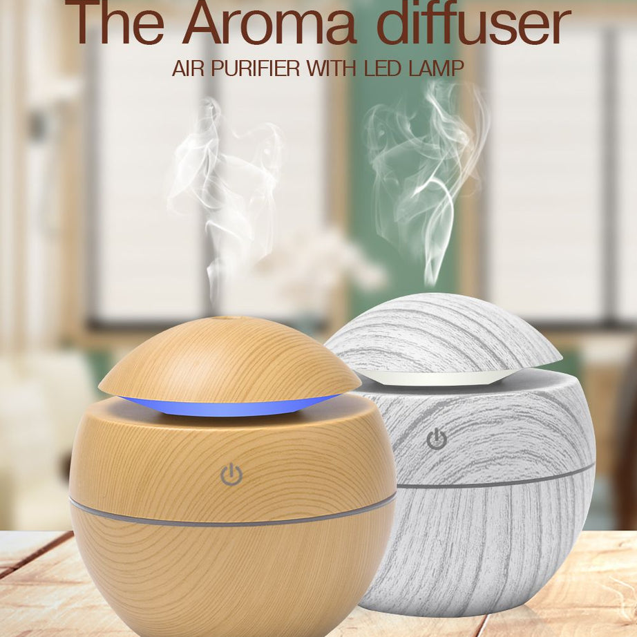 Mini Air Humidifier Ultrasonic USB Aroma Diffuser Wood Grain LED Night Light Electric Essential Oil Diffuser Aromatherapy Home - Oshi.pk - Buy & Sell Online