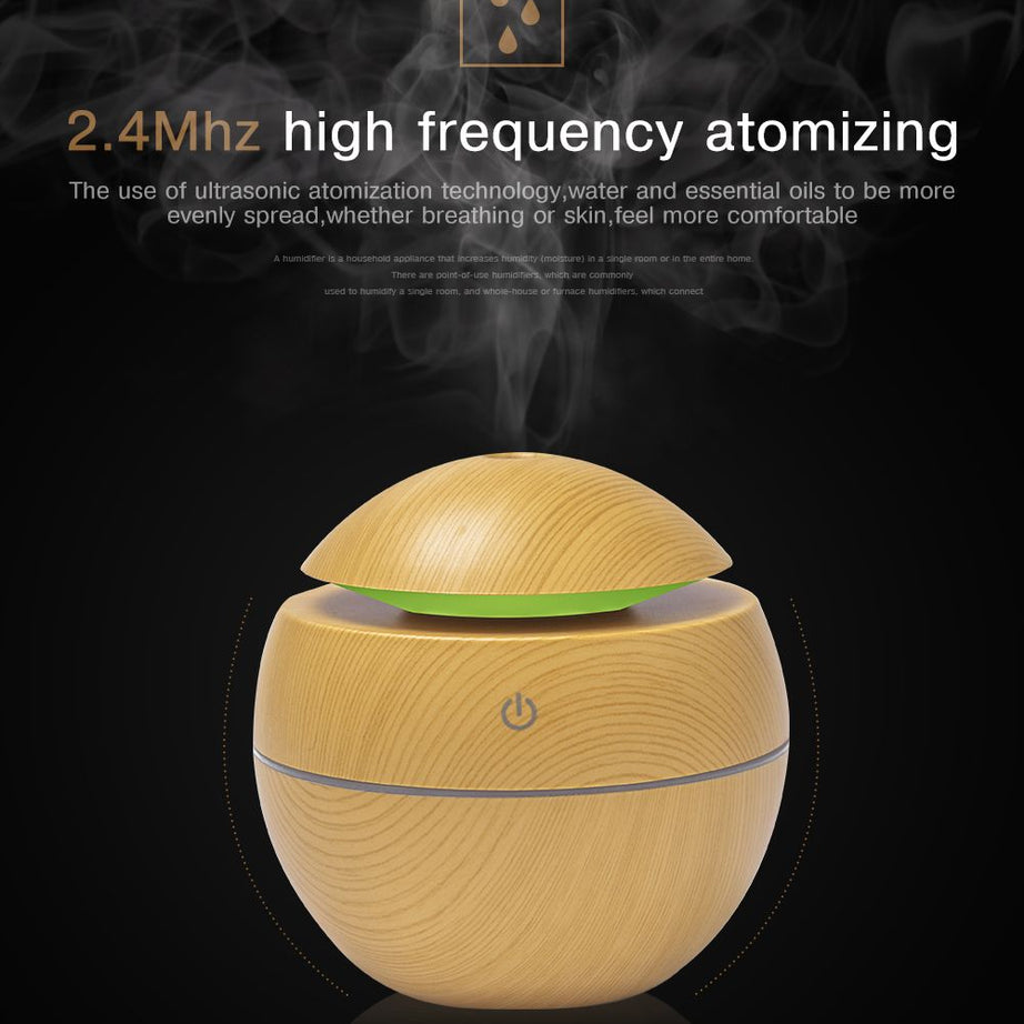 Mini Air Humidifier Ultrasonic USB Aroma Diffuser Wood Grain LED Night Light Electric Essential Oil Diffuser Aromatherapy Home - Oshi.pk - Buy & Sell Online