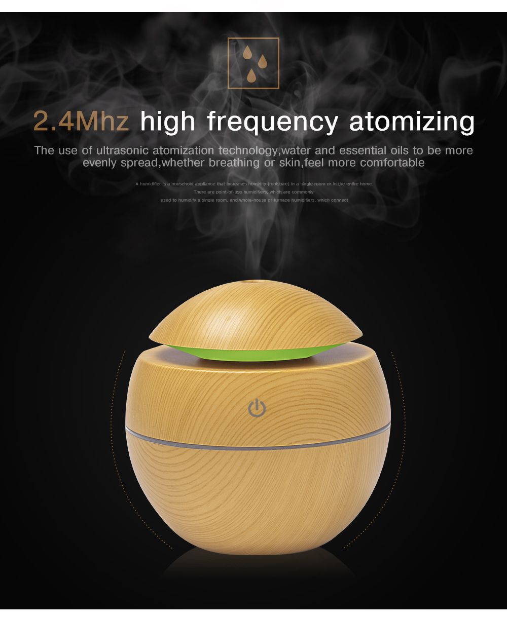 Mini Air Humidifier Ultrasonic USB Aroma Diffuser Wood Grain LED Night Light Electric Essential Oil Diffuser Aromatherapy Home - Oshi.pk - Buy & Sell Online