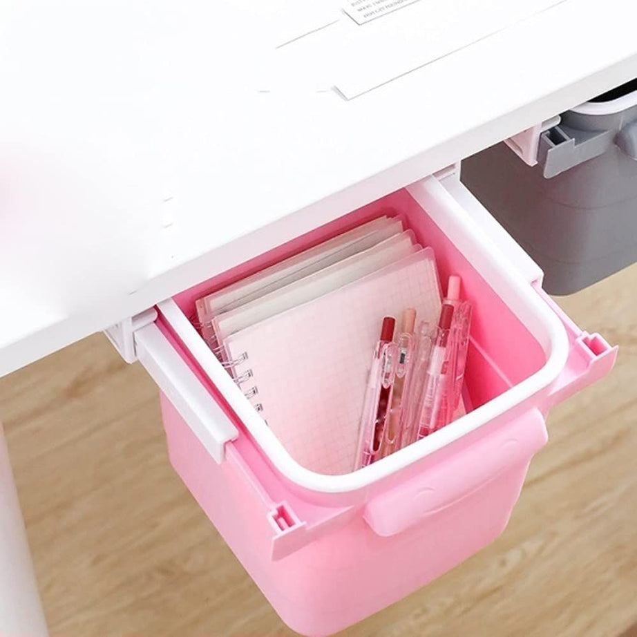 Mini Desktop Trash Can Plastic Waste Bins Hidden Retractable Household Clean Trash Desk Practical Scissors Office Supplies - Oshi.pk - Buy & Sell Online
