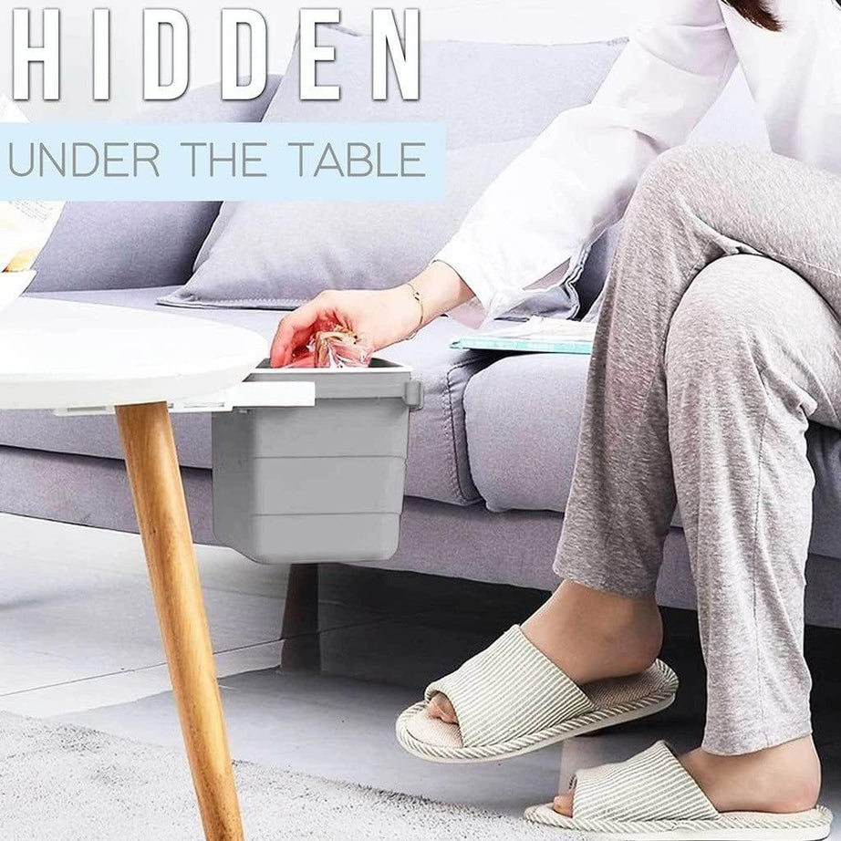 Mini Desktop Trash Can Plastic Waste Bins Hidden Retractable Household Clean Trash Desk Practical Scissors Office Supplies - Oshi.pk - Buy & Sell Online