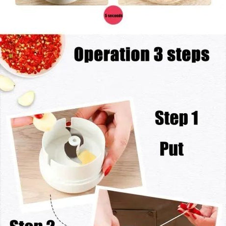 Mini Garlic Chopper, Multifunctional Hand Held Vegetable Chopper, Hand Pull String Food Chopper, Manual Food Processor - Oshi.pk - Buy & Sell Online
