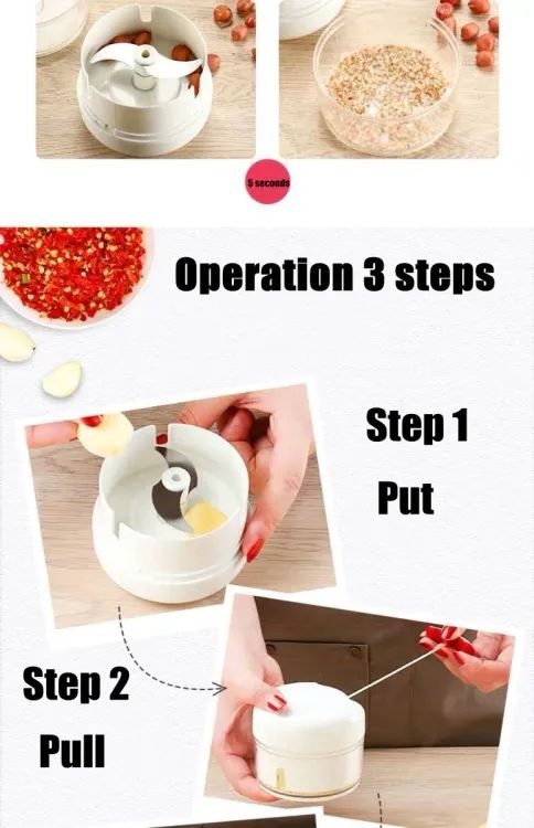 Mini Garlic Chopper, Multifunctional Hand Held Vegetable Chopper, Hand Pull String Food Chopper, Manual Food Processor - Oshi.pk - Buy & Sell Online