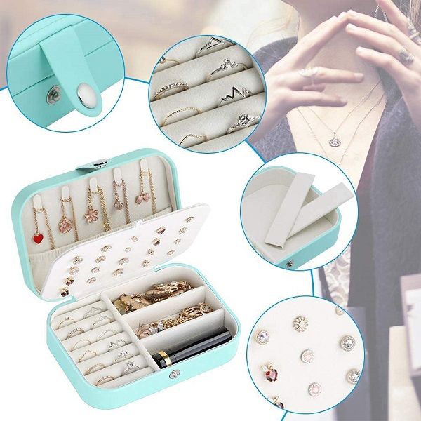 Mini Jewellery Box Organiser Portable Travel Double Layer - Oshi.pk - Buy & Sell Online