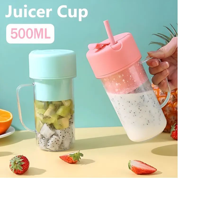 500ml Portable Juicer With Straw USB Electric Stainless Steel Fruit Juicer Cup Extractor Blender Juice Maker Machine For Kitchen - Oshi.pk - Buy & Sell Online