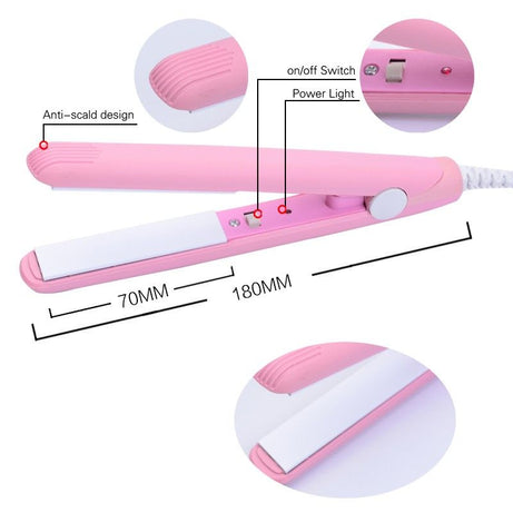 Mini Straightener And Hair Straightner Travel Mini Hair Flat Iron Ceramic Plate Mini Hair Straightener Portable Hair Straightener Girls Favourite - Oshi.pk - Buy & Sell Online