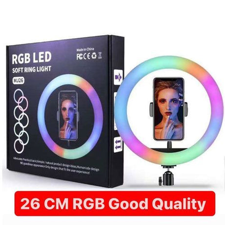 MJ26 | RGB LED Ring Light | 26cm Light With Phone Clip Wall Phone Video Beauty - Oshi.pk - Buy & Sell Online