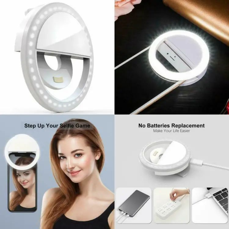Mobile Selfie Ring Light Portable Selfie LED Ring Light For Mobile Phones Rechargeable Ring Light With Charging Cable For Tik Tok And Photography Brightness Adjustment With Flash Mode - Oshi.pk - Buy & Sell Online