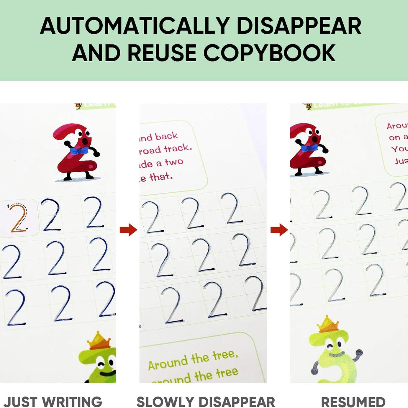 Montessori Reusable Magic Book 4Magic Books + 1Magic Pen + 10Refills + 1Grip Children's Calligraphy Copybook Magic Writing Handwriting Copy book - Oshi.pk - Buy & Sell Online