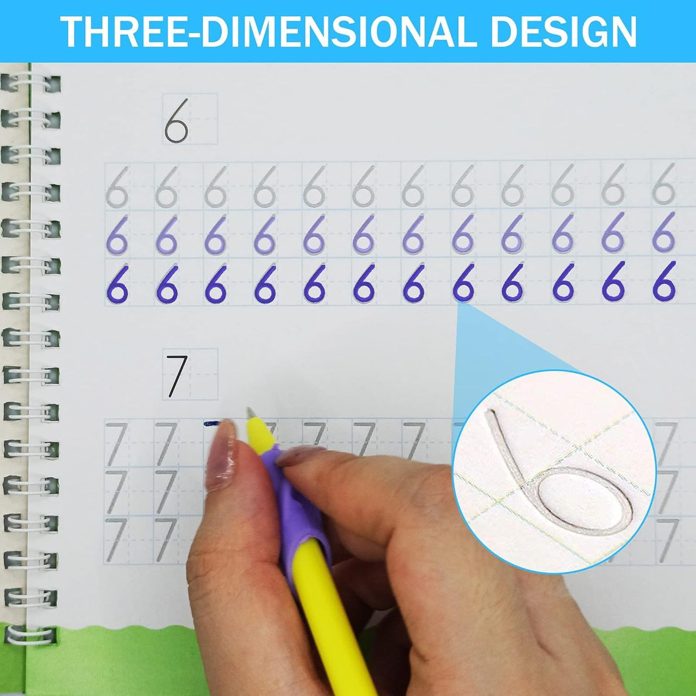 Montessori Reusable Magic Book 4Magic Books + 1Magic Pen + 10Refills + 1Grip Children's Calligraphy Copybook Magic Writing Handwriting Copy book - Oshi.pk - Buy & Sell Online