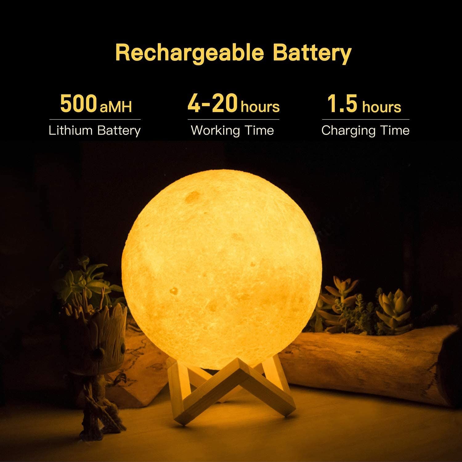 Moon Lamp LED Night Light Moon Light with Stand & Remote Control, Dimmable & Time Setting, USB Rechargeable for Kid Lover Birthday Day Gift 16 Colors - Oshi.pk - Buy & Sell Online