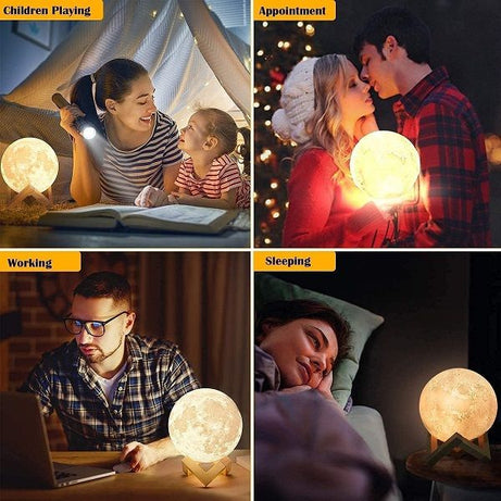 Moon Lamp with 16 Colors LED Night Light with Stand USB Rechargeable - Oshi.pk - Buy & Sell Online