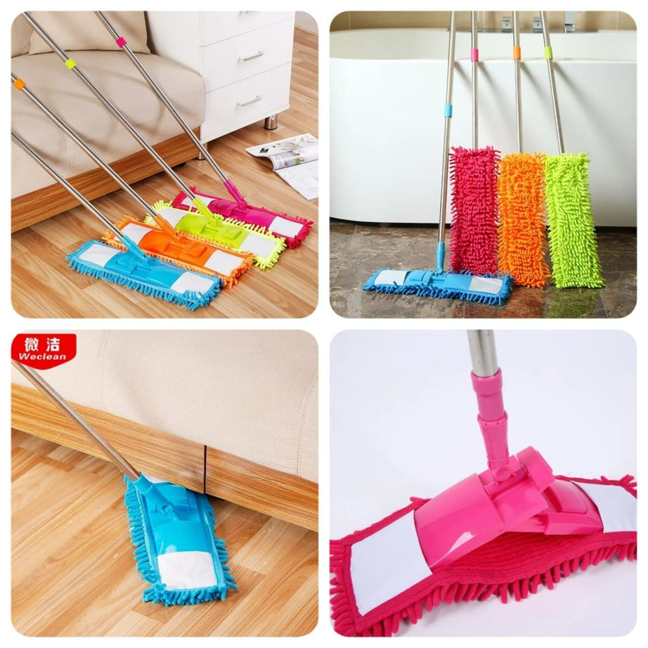 Mop, Floor Cleaner Home Cleaning Supply Flat Mop Microfiber Wet Dust Mop Wet & Dry Mop Plastic Rod