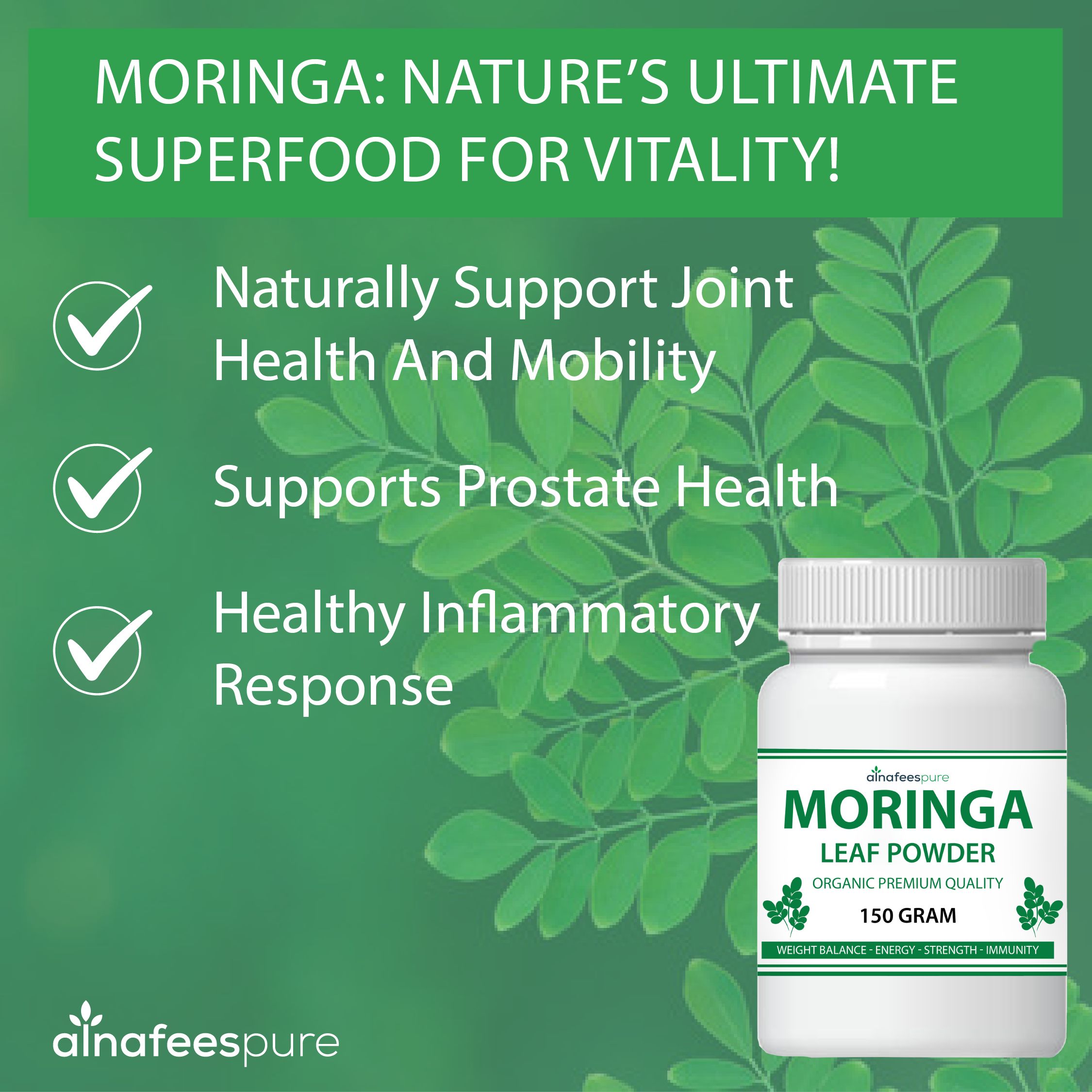 Moringa Leaf Powder Fresh 150 Gram Organic Pack For Weight Loss, Immunity Energy Boost Superfood - Oshi.pk - Buy & Sell Online
