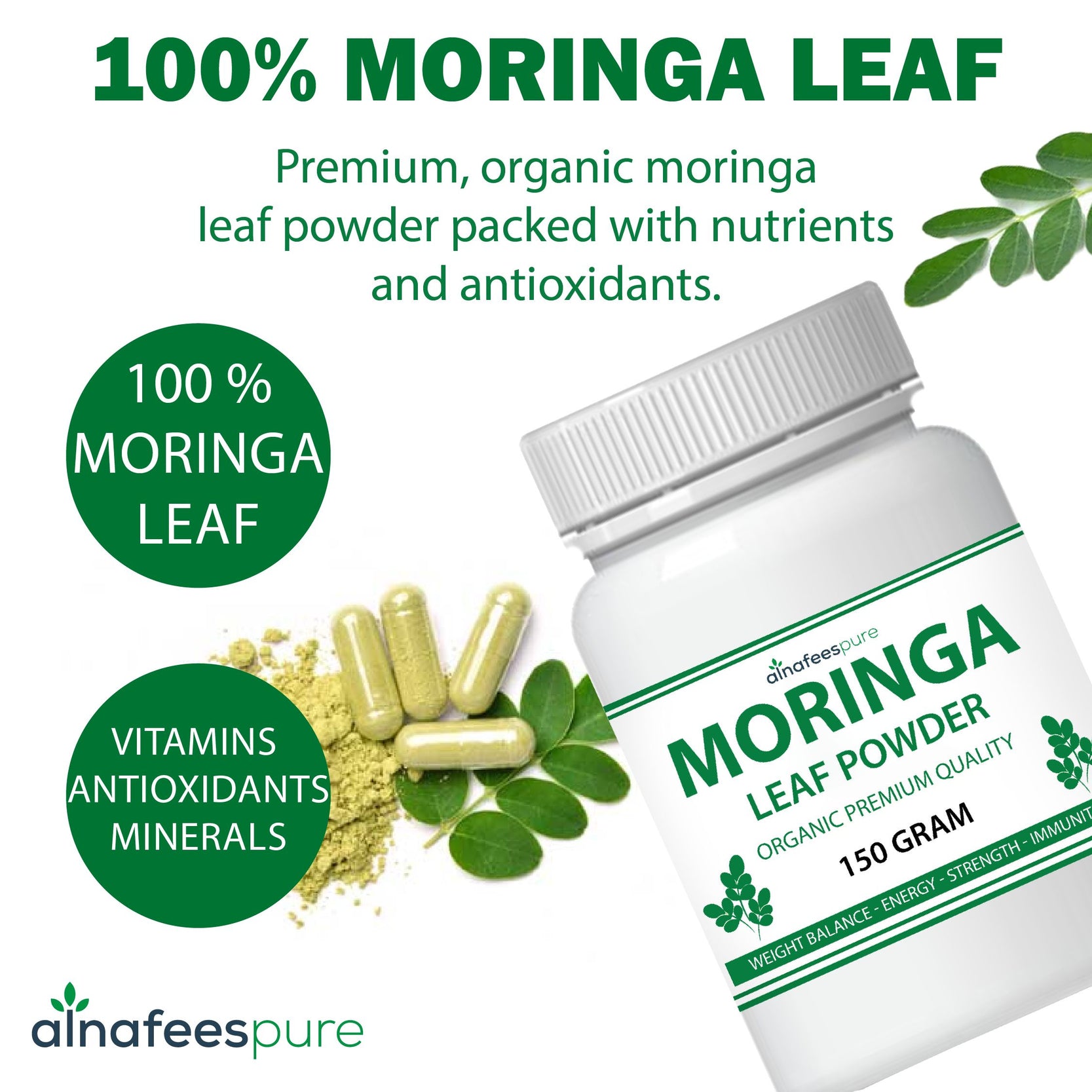 Moringa Leaf Powder Fresh 150 Gram Organic Pack For Weight Loss, Immunity Energy Boost Superfood - Oshi.pk - Buy & Sell Online