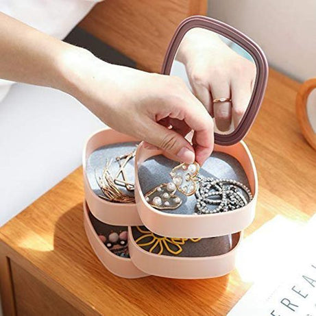 Multi Layer Rotating Jewelry Box With Mirror - Oshi.pk - Buy & Sell Online