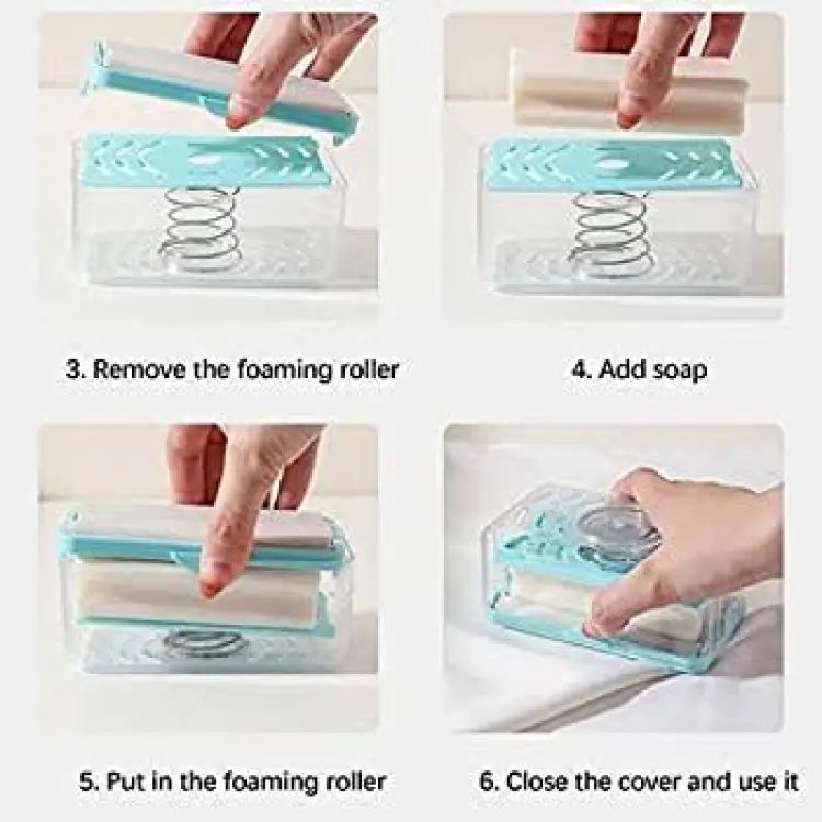 Multifunction Foaming Soap Dish With Drain Soap Box With Bubbler Suitable For Laundry Soap Holder - Oshi.pk - Buy & Sell Online