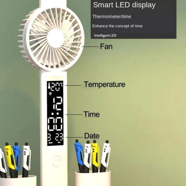 LED Desk Lamp with Fan and Clock - Foldable Multifunction Table Lamp with Pen Holder for Bedroom and Home Office - Oshi.pk - Buy & Sell Online